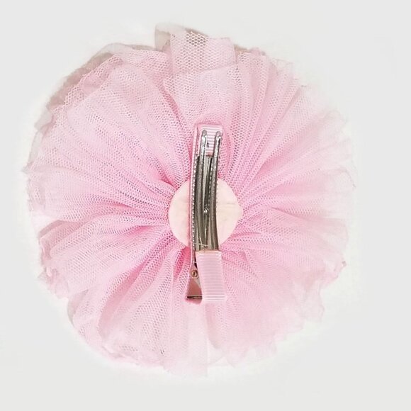 Couture Clips Girls Light Pink Tulle Hairbow w/Crown Center NEW - Picture 2 of 2